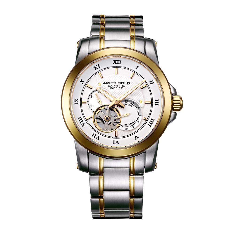 ARIES GOLD AUTOMATIC INFINUM FORZA TWO TONE GOLD STAINLESS STEEL G 9001 2TG-W MEN'S WATCH